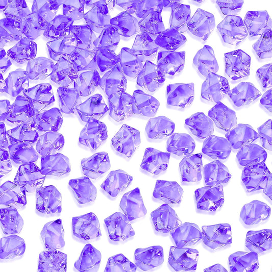 YATOJUZI 500pcs Fake Ice Cubes Violet Acrylic Crushed Rocks Purple Vase Fillers Plastic Diamonds Gems for DIY Party Wedding Centerpiece Table Scatter Prop Display 0.5" (Only Violet)