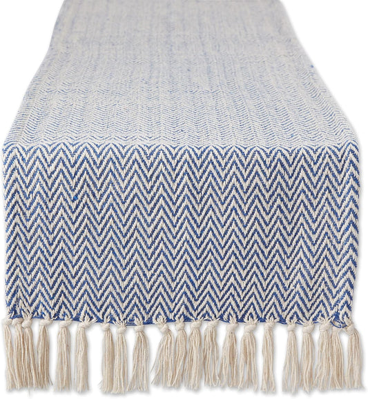 DII Woven Basic Tabletop Collection, Chevron Table Runner, 15x108, Nautical Blue