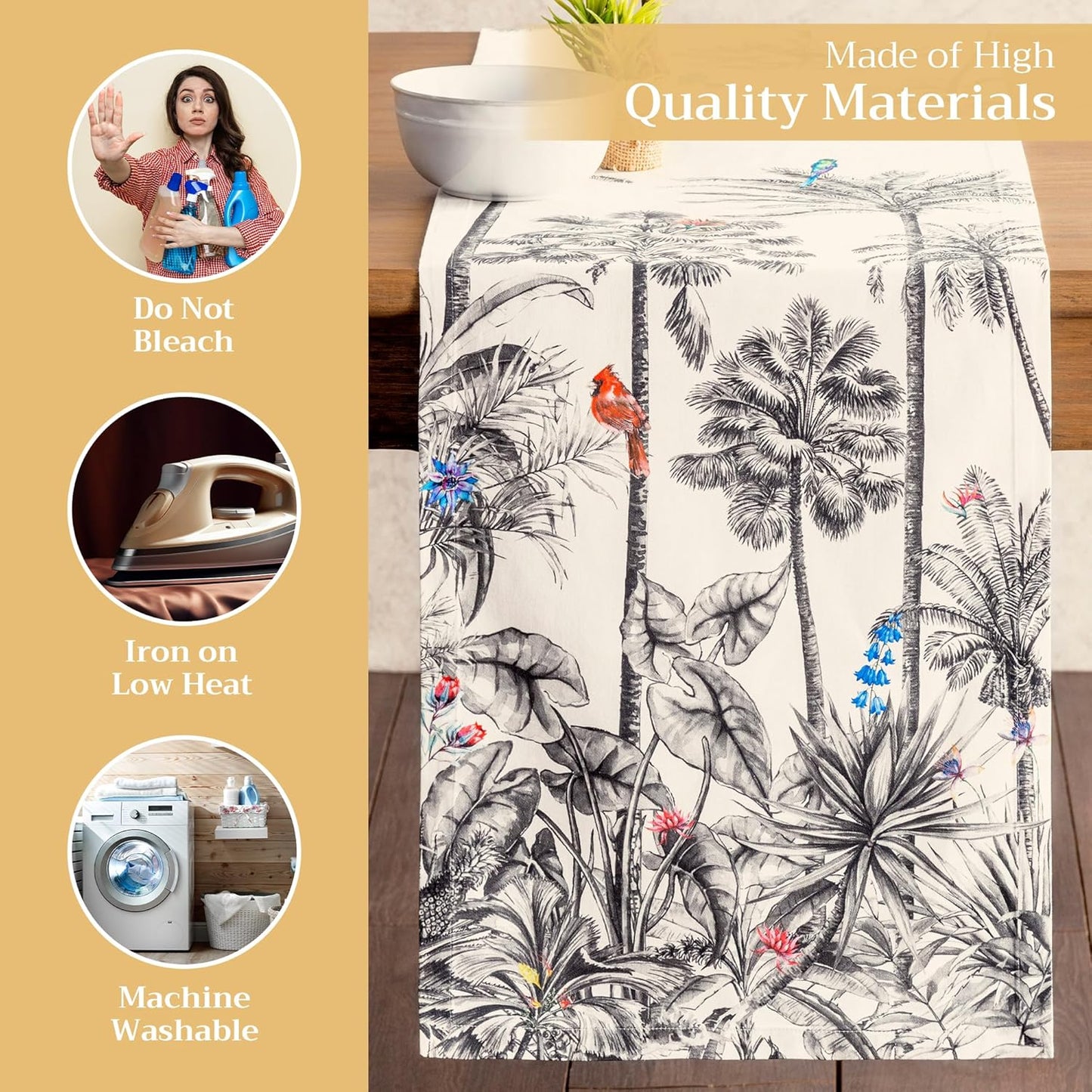 Maison d' Hermine Table Runner 100% Cotton Single Layer Table Runners 108 inches Long for Thanksgiving Christmas Decorations Home Kitchen Dining Party Wedding (Amazonia, 14.5" x 108")