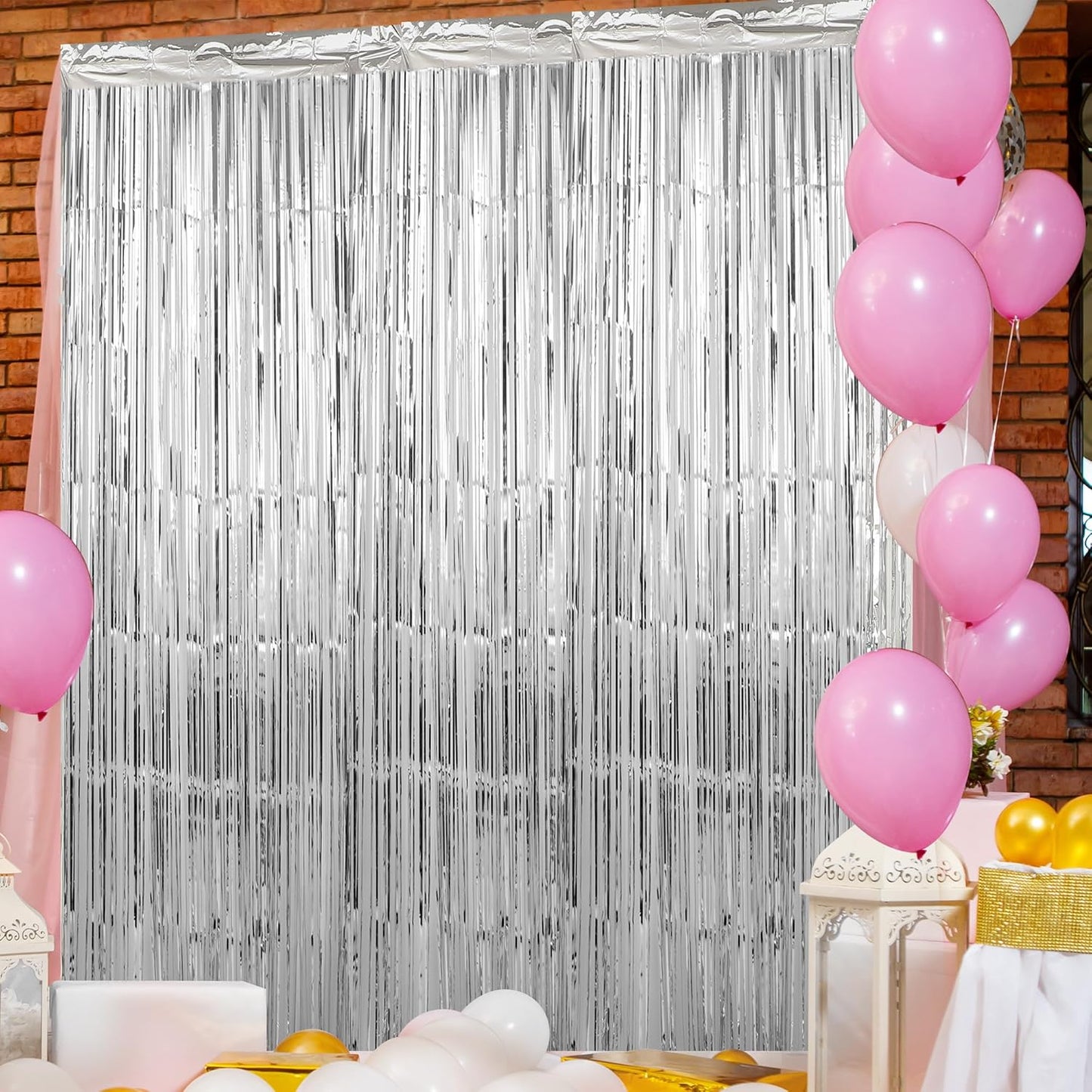 Crosize 3 Pack 3.3 x 9.9 ft Silver Foil Fringe Backdrop Curtain, Streamer Backdrop Curtains, Streamers Birthday Metallic Paper Party Decorations, Tinsel Curtain for Parties, Photo Booth Backdrops