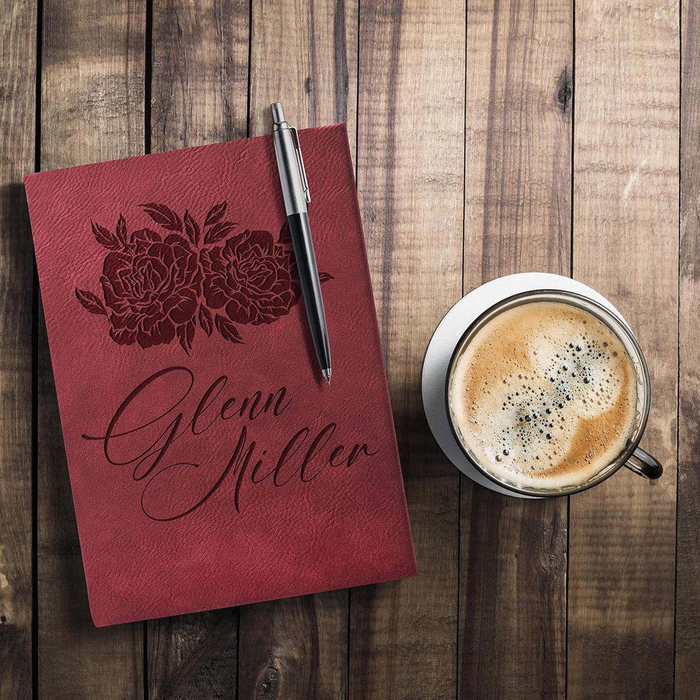 Personal Leather Journal Notebooks | 12 Design, 9 Color - Pink | Journal for Women, Men - Custom Notebook to Write in - Diary for Girls, Women - Personalized Gift Idea for Girl, Boy, Mom and Dad