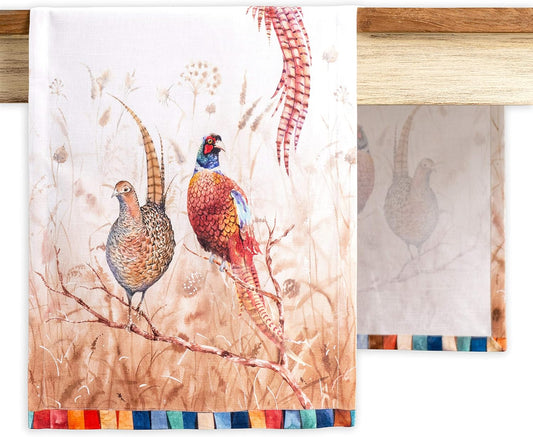 Maison d' Hermine Table Runner 100% Cotton Single Layer Table Runners 90 inches Long for Thanksgiving Christmas Decorations Home Kitchen Dining Party Wedding (Faisan D'Automne, 14.5" x 90")