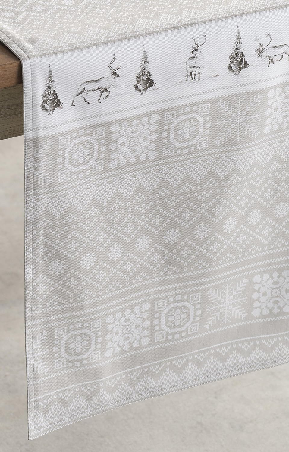 Maison d' Hermine Table Runner 100% Cotton Single Layer Table Runners 60 inches Long for Thanksgiving Christmas Decorations Home Kitchen Dining Party Wedding (Cozy Christmas, 14.5" x 60")