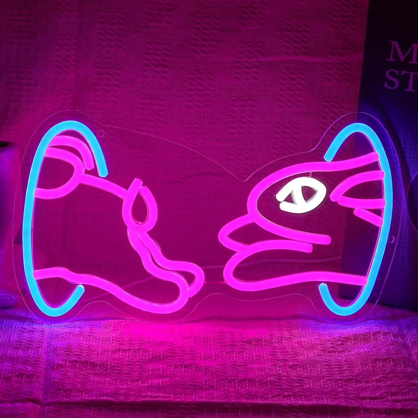 Easter Bunny Neon Sign Trendy Bunny Crossing Hole LED Light Sign for Wall Decor Dimmable Pink Rabbit Neon Light Sign for Bedroom Classroom Bar Man Cave Birthday Party Easter Gift Boy Girl