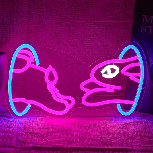 Easter Bunny Neon Sign Trendy Bunny Crossing Hole LED Light Sign for Wall Decor Dimmable Pink Rabbit Neon Light Sign for Bedroom Classroom Bar Man Cave Birthday Party Easter Gift Boy Girl