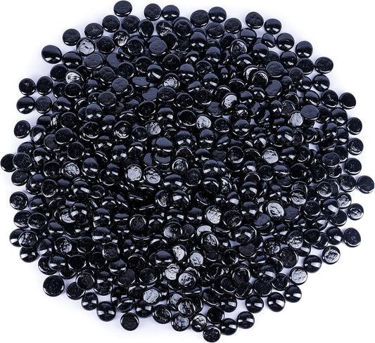 Galashield Flat Glass Marbles for Vases Black Glass Gems Beads Pebbles Vase Filler (5 LBS, Approx. 540 PCS)