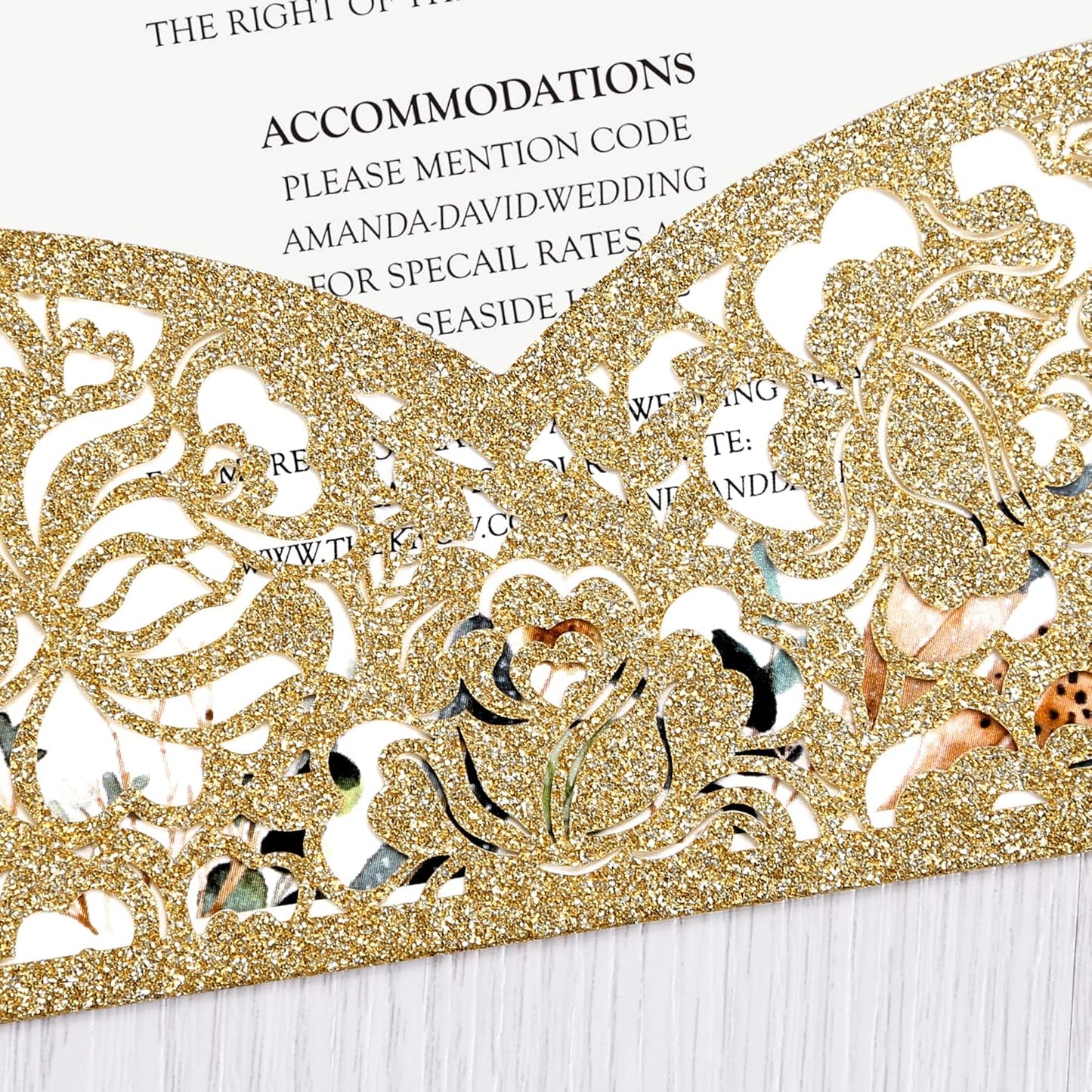 DORIS HOME 50pcs Laser Cut Wedding Invitations with Envelopes Gold Glitter, 4.7x7.1 Personalized Invitation Cards for Wedding, Anniversary Invitations with Envelopes