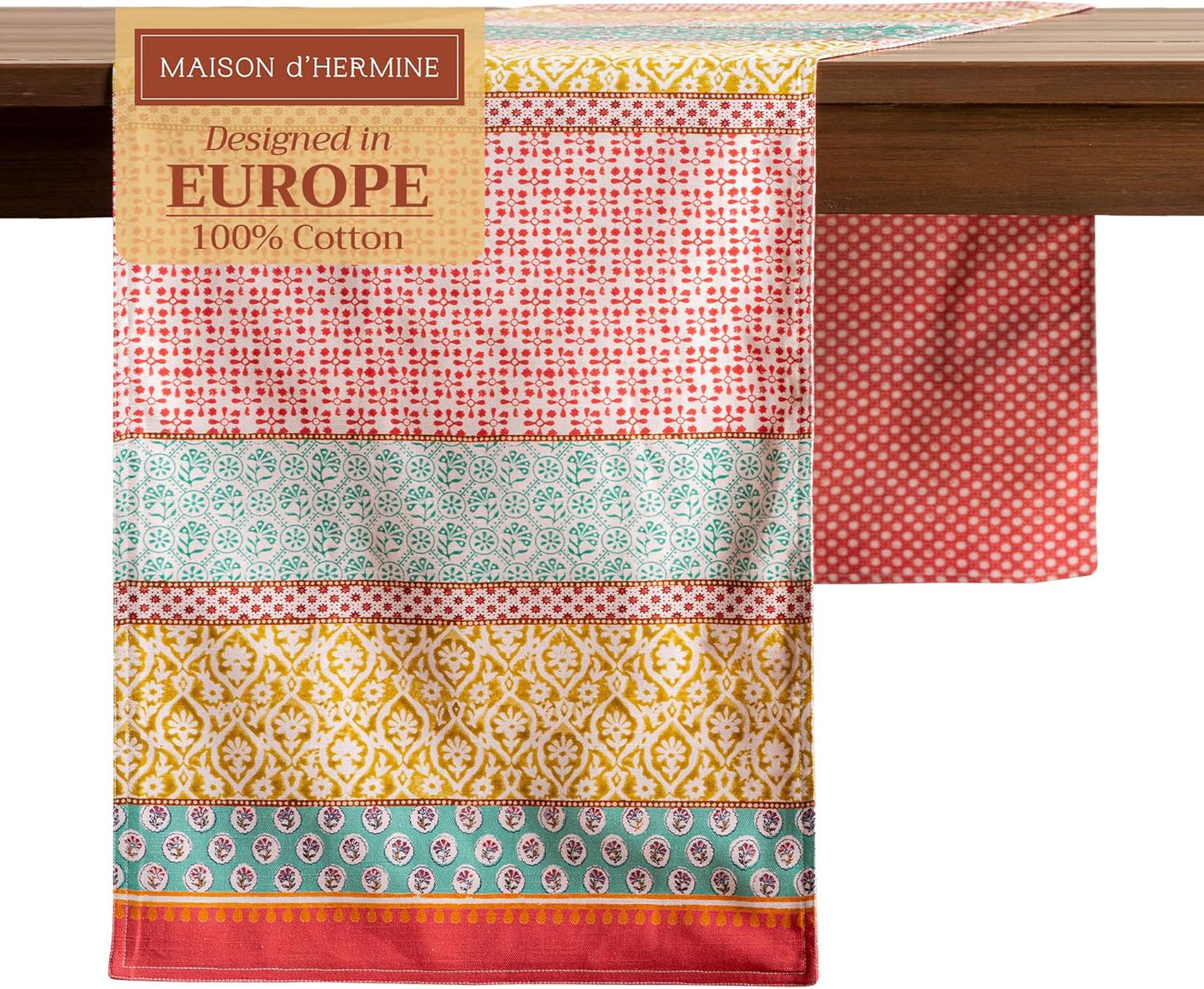 Maison d' Hermine Table runner 100% Cotton Double Layer Table Runners 108 inches long Decorative for Home Kitchen Dining Party Baby Shower Wedding Bridal Shower Spring Summer (Provence, 14.50" x 108")