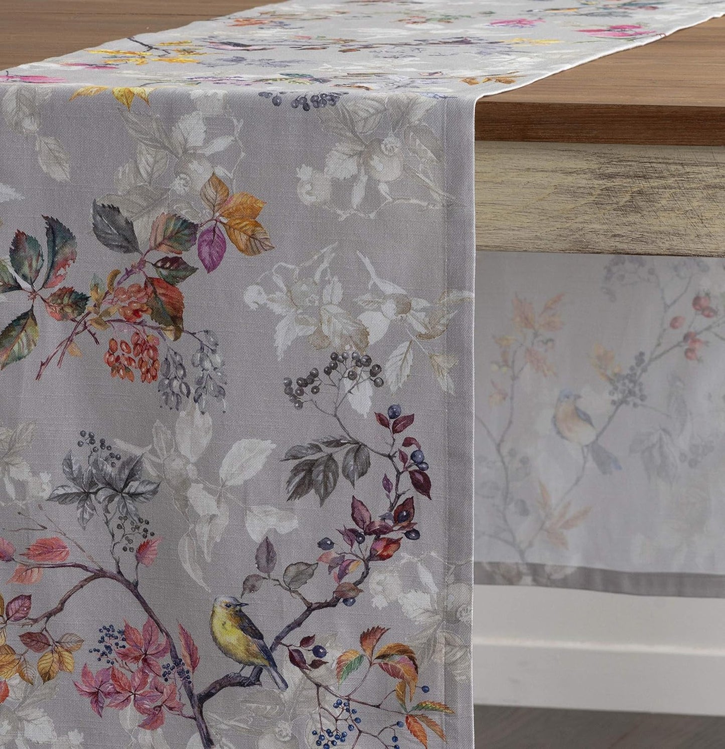 Maison d' Hermine Table Runner 100% Cotton Single Layer Table Runners 48 inches Long for Thanksgiving Christmas Decorations Home Kitchen Dining Party Wedding (Equinoxe - Grey, 14.5" x 48")