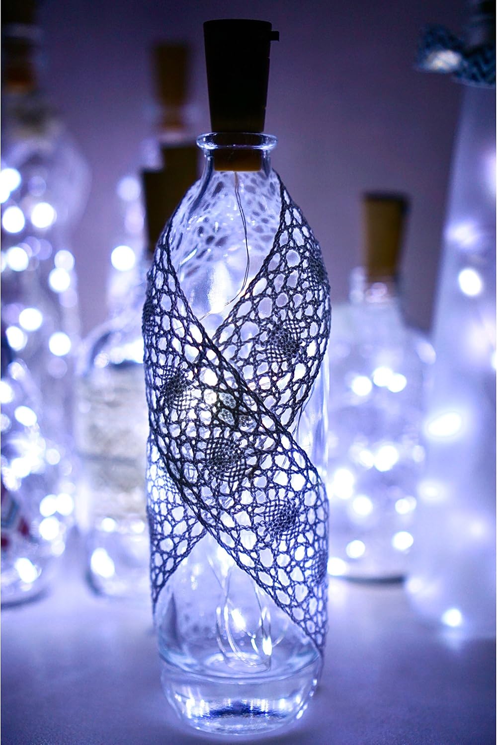 8 Pack 20 LED Wine Bottle Cork Lights, Fairy Mini String Lights Copper Wire, Battery Operated Starry Lights for DIY, Christmas, Halloween, Wedding, Party, Indoor&Outdoor (8 Pack, Cool White)