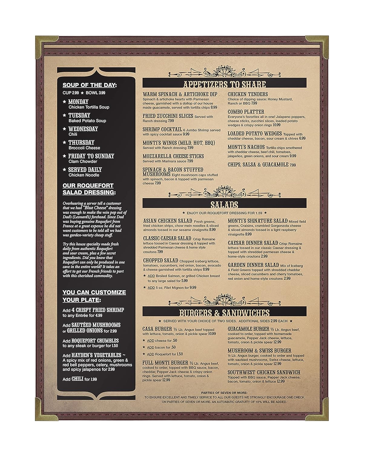 Goodsmart Pajco Style Restaurant Menu Covers – Pack of 10, Side-Loading Menu Holders, Single Stitched Edge, Clear Vinyl Menu Sleeves, Leatherette Trim, Gold Corners, Burgundy, 1 View (8.5" x 11")