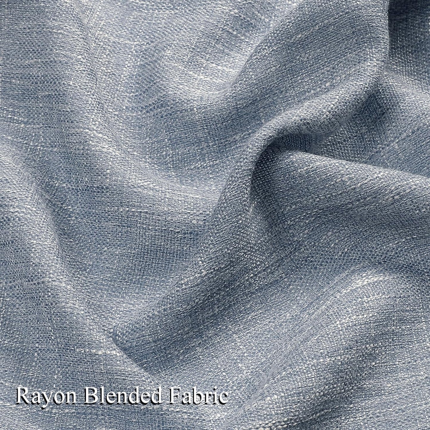 Vision Home Chambray Blue Pinch Pleated Semi Sheer Curtains Textured Light Filtering Window Curtains 95 inch for Living Room Bedroom Rayon Blended Blue Pinch Pleat Drapes with Hooks 2 Panels 40"Wx95"L