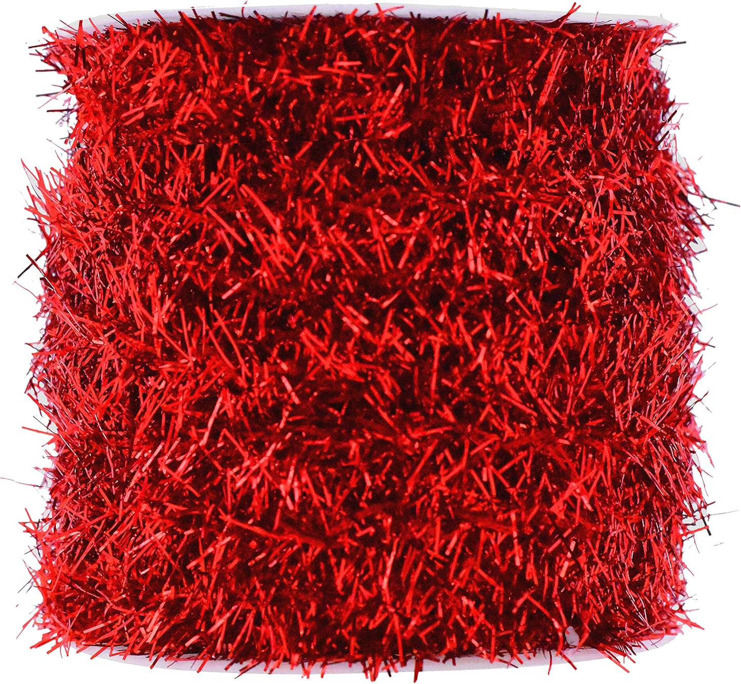 Mandala Crafts Red Tinsel Garland - Thin Metallic Foil Glitter Mini Garland for Christmas Tree, Party, Wedding Decor, and Holiday Decorations