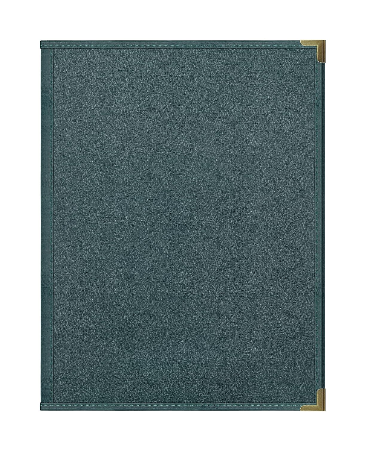 Goodsmart Pajco Style Restaurant Menu Covers – Pack of 10, Side-Loading Menu Holders, Single Stitched Edge, Clear Vinyl Menu Sleeves, Leatherette Trim, Gold Corners, Green, 2 View (8.5" x 11")
