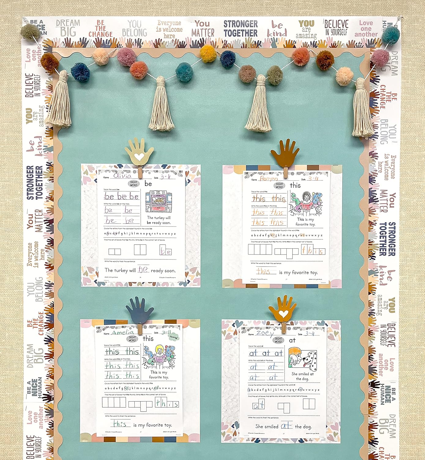 Teacher Created Resources Everyone is Welcome Pom-Poms and Tassels Garland (TCR7157)