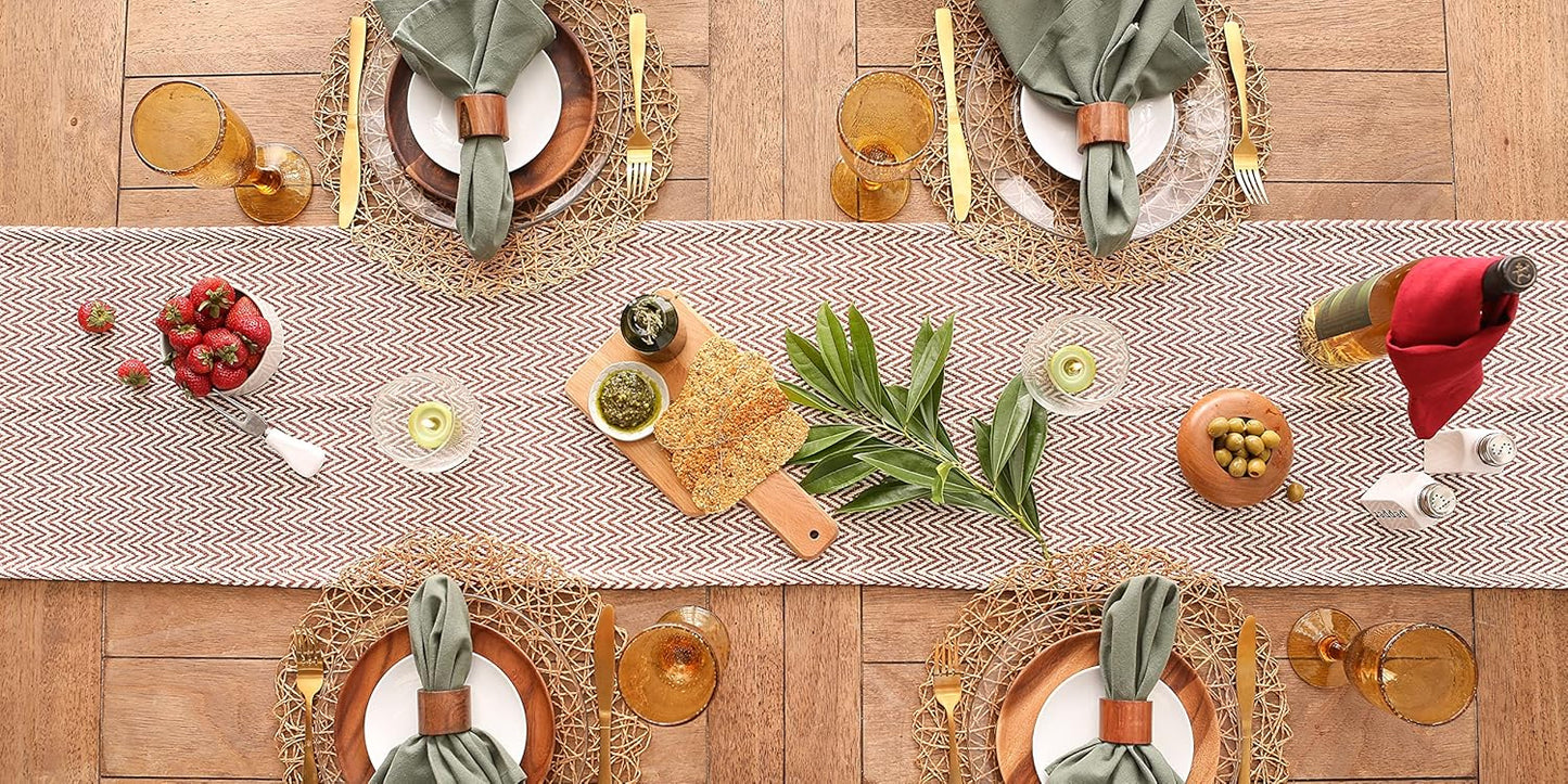 DII Woven Basic Tabletop Collection Chevron Table Runner, 15x72, Cinnamon