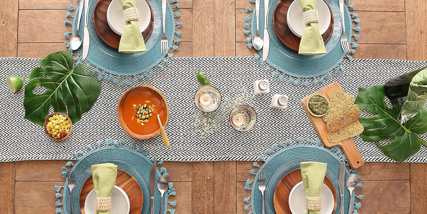 DII Woven Basic Tabletop Collection, Chevron Table Runner, 15x108, Black