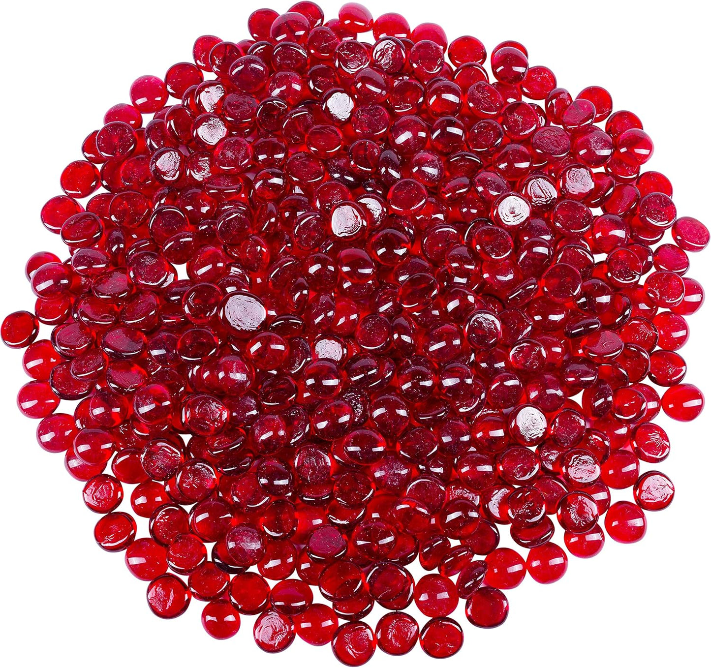 Galashield Flat Glass Marbles for Vases Red Glass Gems Beads Pebbles Vase Filler (5 LBS, Approx. 540 PCS)