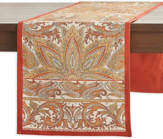 Maison d' Hermine Table Runner 100% Cotton Double Layer Table Runners 72 inches Long for Thanksgiving Christmas Decorations Home Kitchen Dining Party Wedding (Kashmir Paisley, 14.5" x 72")