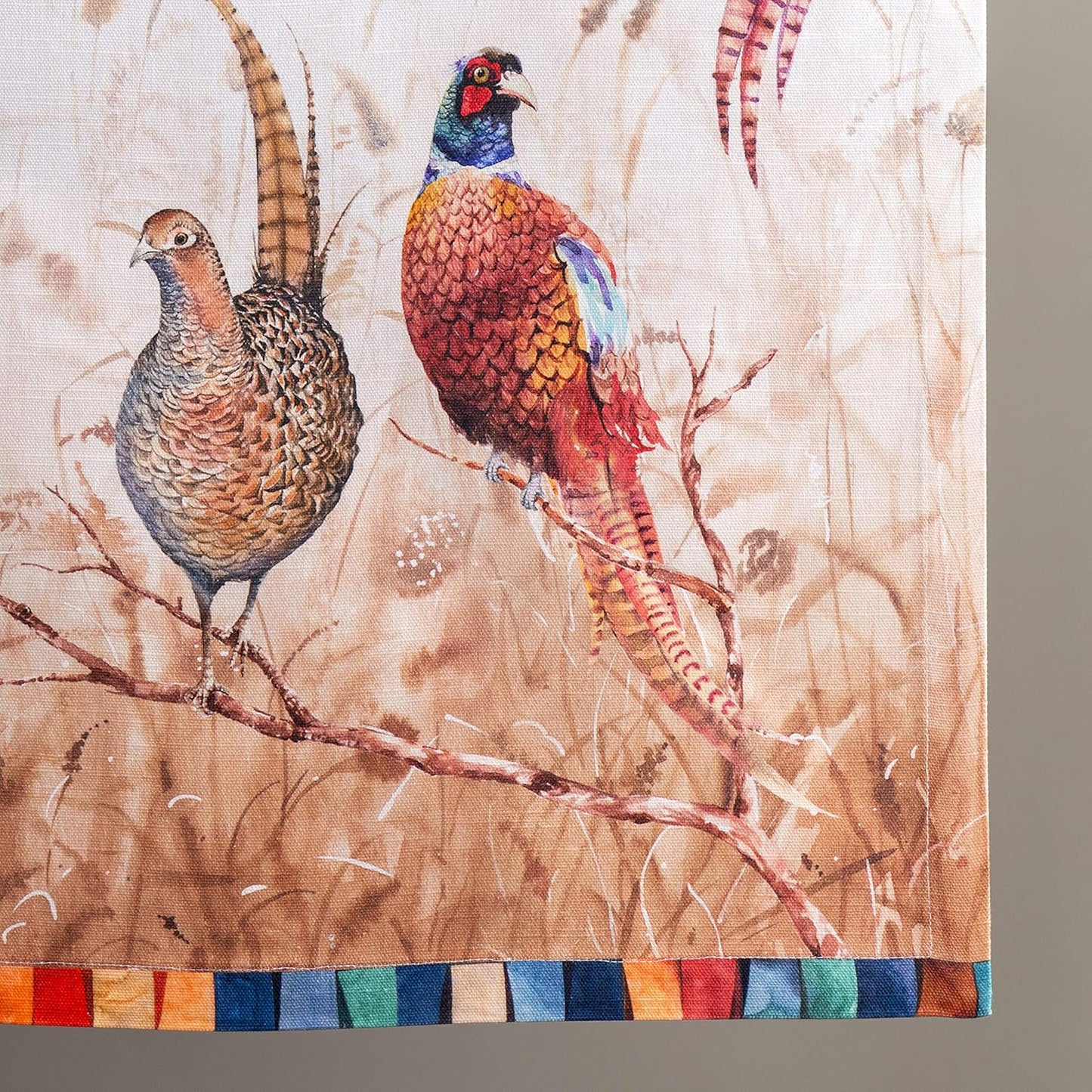 Maison d' Hermine Table Runner 100% Cotton Single Layer Table Runners 36 inches Long for Thanksgiving Christmas Decorations Home Kitchen Dining Party Wedding (Faisan D'Automne, 14.5" x 36")