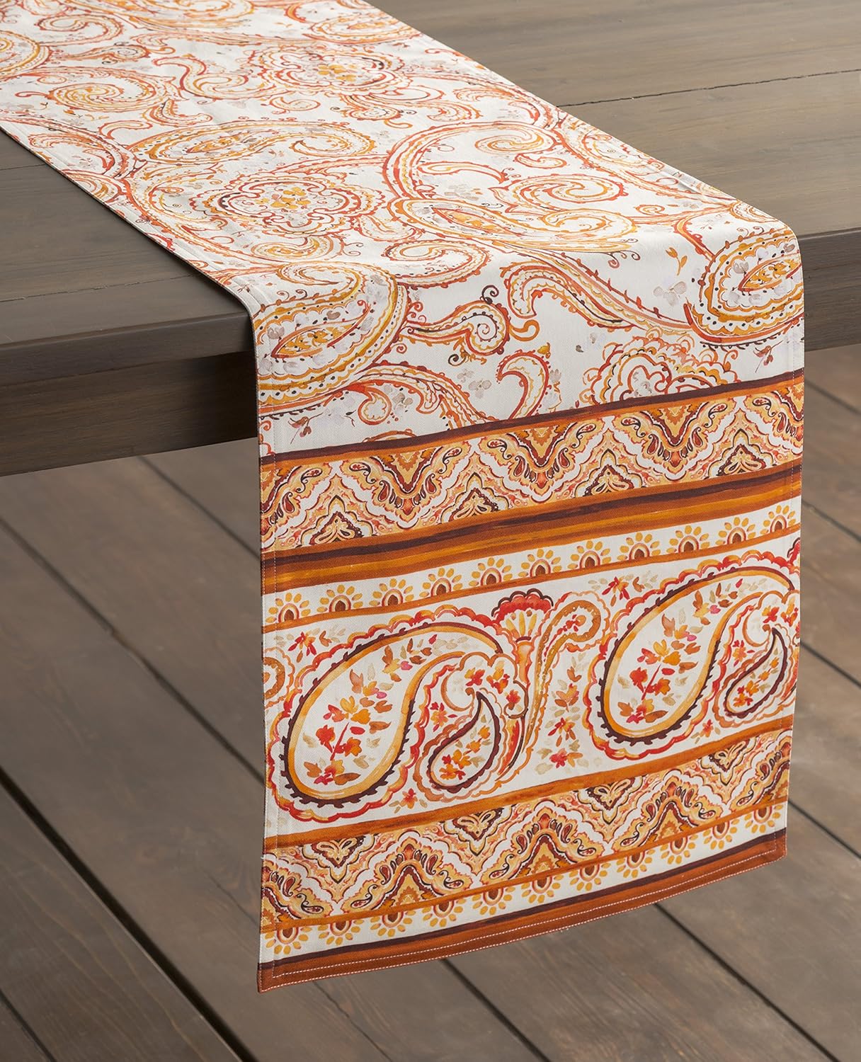 Maison d' Hermine Table Runner 100% Cotton Single Layer Table Runners 48 inches Long for Thanksgiving Christmas Decorations Home Kitchen Dining Party Wedding (Palatial Paisley, 14.5" x 48")