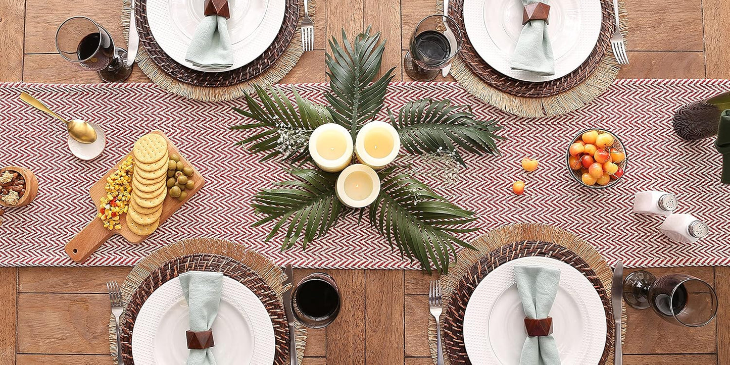 DII Woven Basic Tabletop Collection, Chevron Table Runner, 15x72, Barn Red
