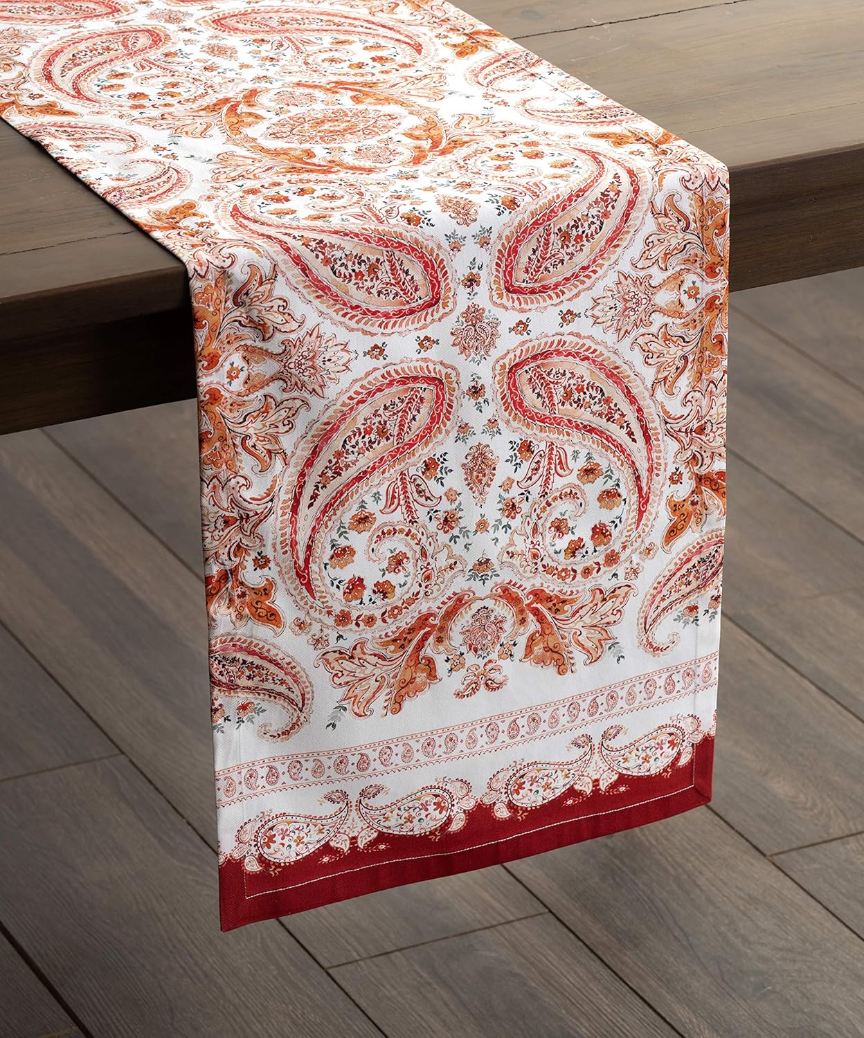 Maison d' Hermine Table Runner 100% Cotton Single Layer Table Runners 36 inches Long for Thanksgiving Christmas Decorations Home Kitchen Dining Party Wedding (Orient, 14.5" x 36")